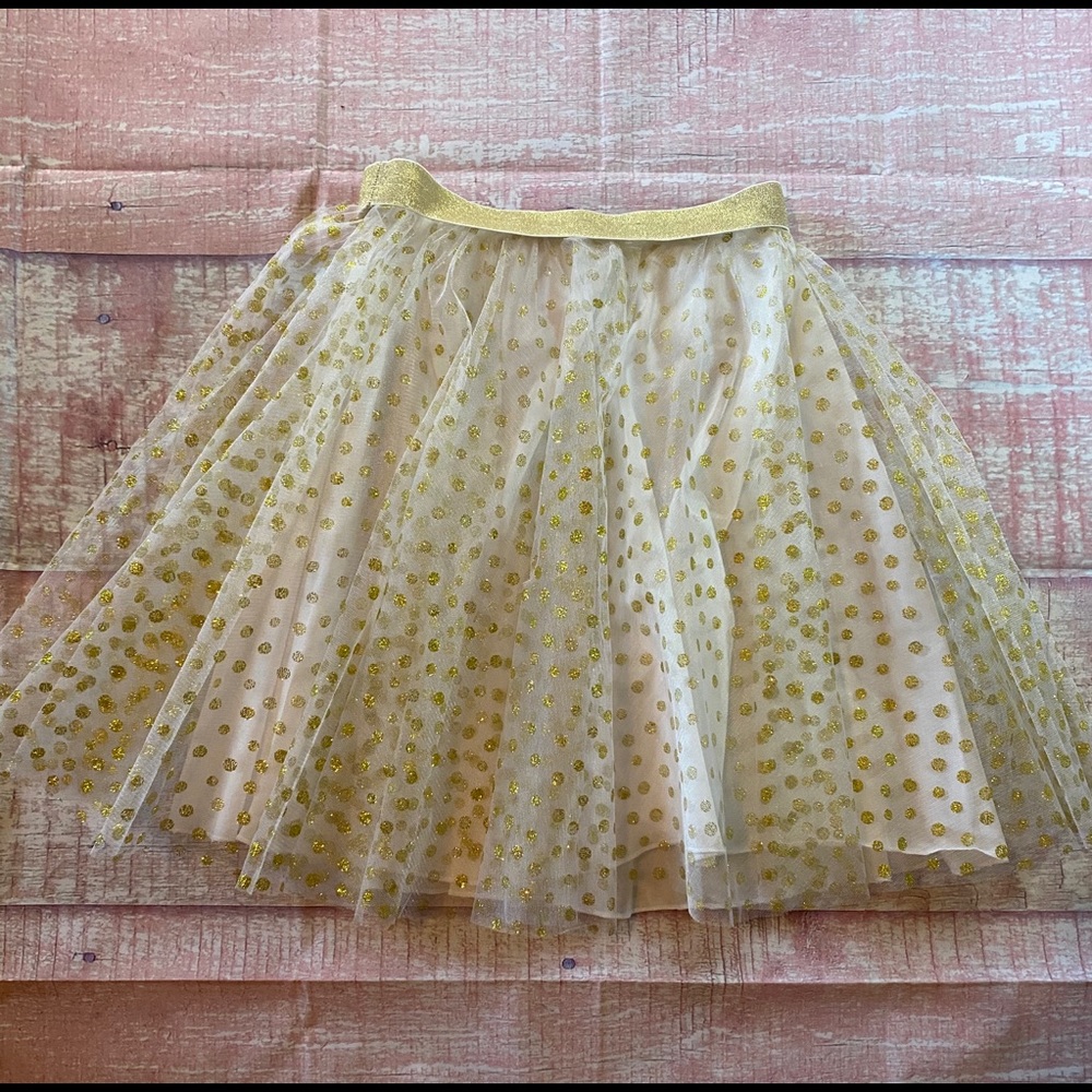 White and Gold Polka Dot tulle skirt